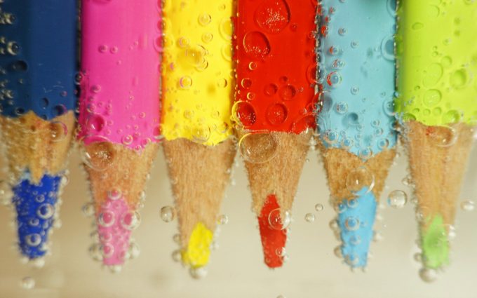 color pencils in water wallpaper background