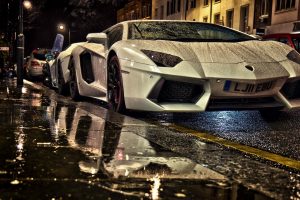 Lamborghini in Rain Wallpaper Background
