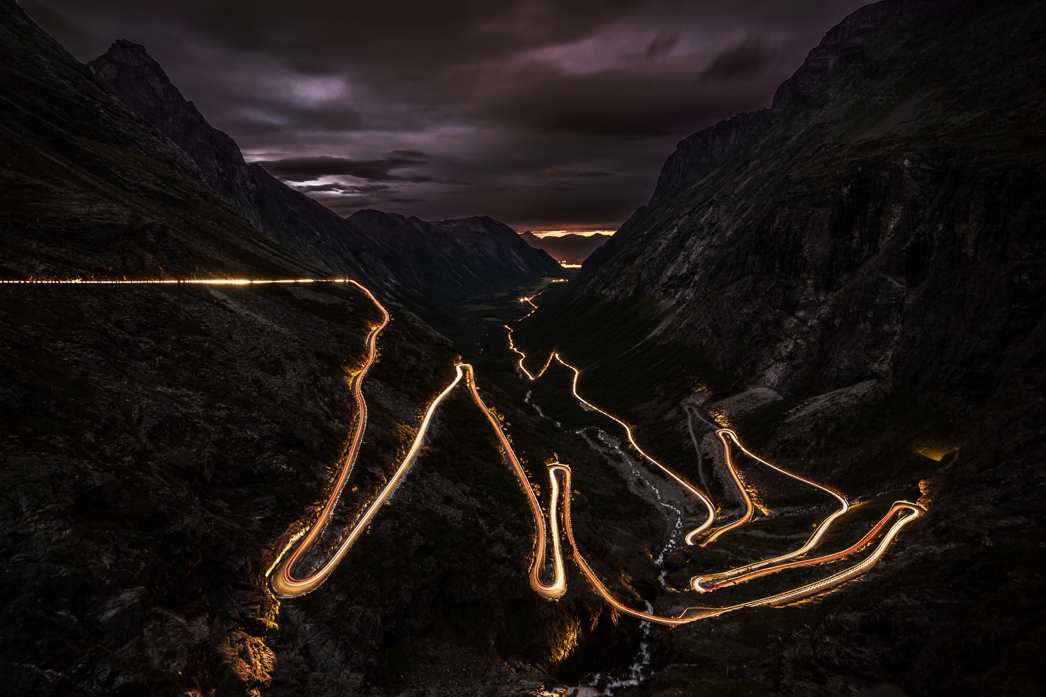 mountain road during night wallpaper background